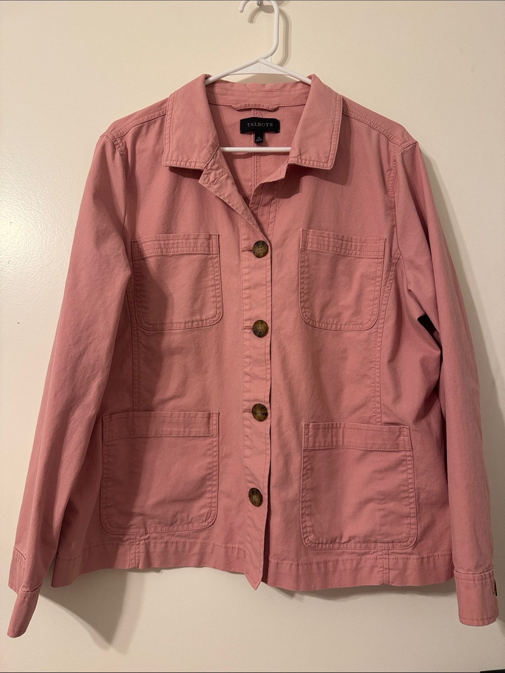Talbots Women’s Pink Cotton Long Sleeve Utility Jacket XL - Picture 1 of 5